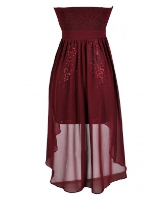 Burgundy Sequin Party Dress, Cute Burgundy Dress, Cute Red Dress ...