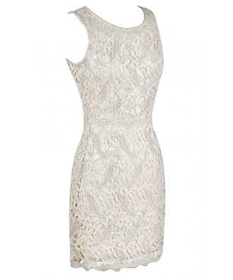 Beige Lace Pencil Dress, Ivory Lace Pencil Dress, Beige Crochet Lace ...