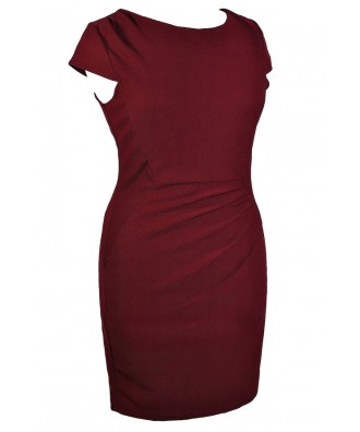 Cute Plus Size Work Dress, Plus Size Dress, Burgundy Plus Size Dress ...