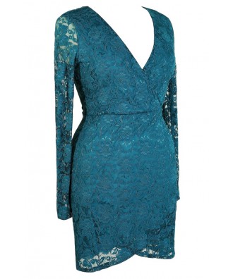 Cute Plus Size Dress, Teal Plus Size Dress, Teal Lace Plus Size Dress ...