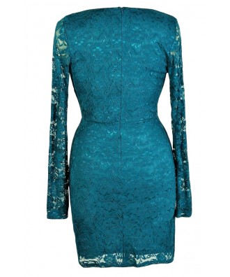 Cute Plus Size Dress, Teal Plus Size Dress, Teal Lace Plus Size Dress ...