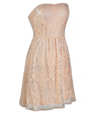 Pink Sequin Lace Dress, Pink Lace Dress Lily Boutique