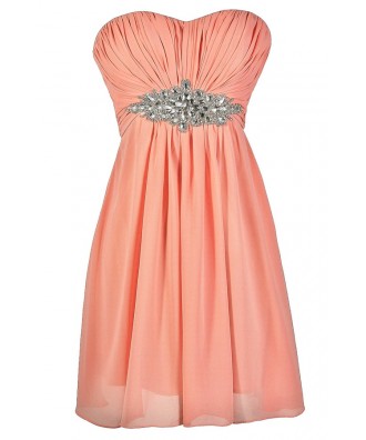 Cute Pink Dress, Pink Prom Dress, Pink Bridesmaid Dress, Pink Embellished Dress, Pink Rhinestone Dress, Pink Party Dress, Pink Cocktail Dress