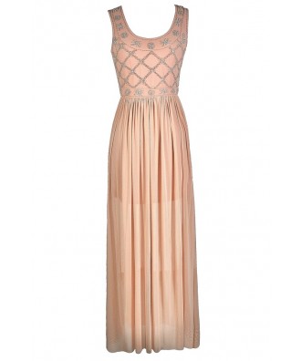 Pale Pink Maxi Dress, Pale Pink Prom Dress, Pink Beaded Maxi Dress, Pink Beaded Formal Dress, Cute Pink Dress, Pink Prom Dress, Great Gatsby Dress, 1920s Maxi Dress, Roaring 20s Dress, Roaring 20s Formal Dress