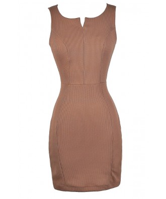 Cute Work Dress, Cute Mocha Dress, Cute Camel Dress, Mocha Pencil Dress, Camel Pencil Dress