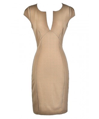 Cute Beige Dress, Beige Pencil Dress, Beige Capsleeve Dress, Beige Fitted Dress, Beige Capsleeve Pencil Dress, Cute Beige Dress, Beige Cocktail Dress, Beige Party Dress