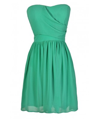 Cute Green Dress, Green Bridesmaid Dress, Bright Green Bridesmaid Dress, Green Party Dress, Green Cocktail Dress, Strapless Green Dress, Cute Summer Dress