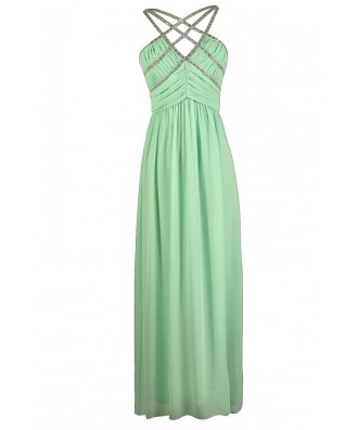 Cute Mint Dress, Mint Prom Dress, Mint Maxi Dress, Mint Formal Dress, Mint Embellished Maxi Dress, Mint Embellished Prom Dress