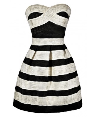 Black and Ivory Stripe Dress, Black and Ivory Stripe Party Dress, Black and Ivory Stripe Cocktail Dress, Black and Ivory Stripe A-Line Dress, Cute Black and Ivory Dress, Black and Ivory Summer Dress, Black and Ivory Party Dress, Black and Ivory Cocktail D