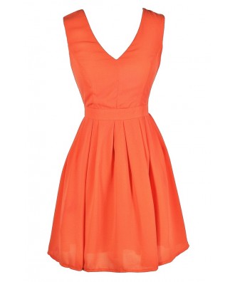 Cute Orange Dress, Orange Party Dress, Orange Cocktail Dress, Orange A-Line Dress, Cute Summer Dress, Orange Summer Dress