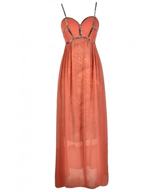 Cute Maxi Dress, Coral Maxi Dress, Leopard Print Dress, Leopard Print Maxi Dress, Coral Leopard Print Dress, Cute Animal Print Dress, Cute Summer Dress, Cute Maxi Dress