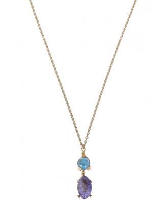 Purple and Blue Stone Necklace, Cute Necklace, Cute Jewelry, Gold and Blue Necklace, Gold and Purple Necklace, Purple Blue and Gold Stone Necklace