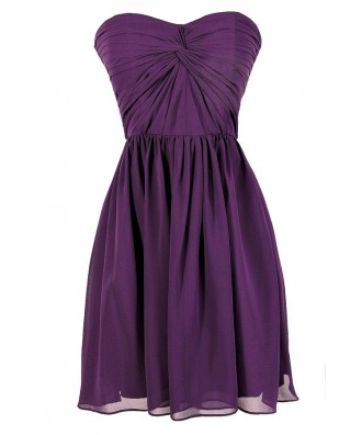 Cute Purple Dress, Purple Bridesmaid Dress, Purple Strapless Dress, Purple Chiffon Dress, Royal Purple Dress, Purple Party Dress, Purple Cocktail Dress