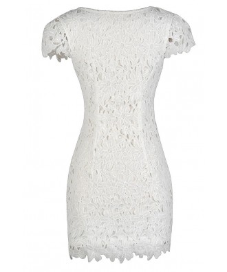 Ivory Lace Pencil Dress, Ivory Capsleeve Lace Dress, Ivory Lace Sheath ...