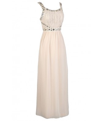 Beige Maxi Dress, Off White Maxi Dress, Cute Prom Dress, Beige Prom ...