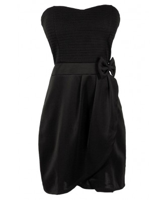 Cute Black Dress, Little Black Dress, Black Bow Dress, Black Party Dress, Black Cocktail Dress, Black Strapless Dress, Cute Bow Dress