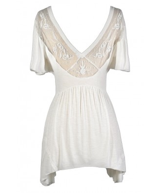 Ivory Flutter Sleeve Top, White Flutter Sleeve Top, White Angel Top ...