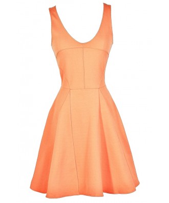 Bright Peach Dress, Cute Peach Dress, Peach Summer Dress, Bright Peach A-Line Dress, Bright Peach Party Dress, Bright Peach Summer Dress, Peach Summer Dress, Peach Party Dress