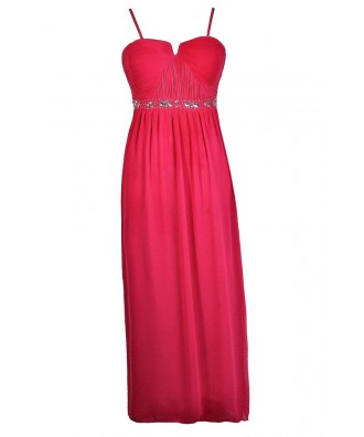 Cute Plus Size Dress, Plus Size Prom Dress, Plus Size Hot Pink Maxi ...