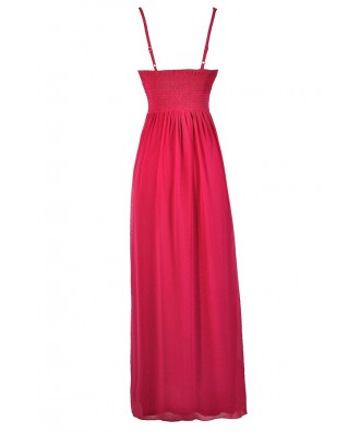 Hot Pink Maxi Dress, Hot Pink Prom Dress, Cute Maxi Dress Lily Boutique