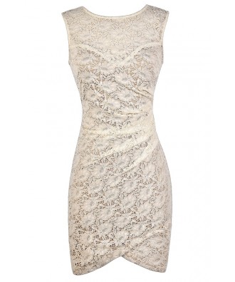 Ivory Lace Bodycon Dress, Beige Lace Bodycon Dress, Cute Beige Dress ...