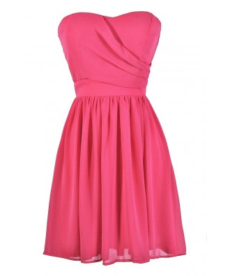 Hot Pink Dress, Bright Pink Dress, Pink Party Dress, Pink Cocktail Dress, Bright Pink Party Dress, Bright Pink Strapless Dress, Bright Pink Cocktail Dress, Hot Pink Bridesmaid Dress, Bright Pink Bridesmaid Dress, Cute Summer Dress, Cute Party Dress