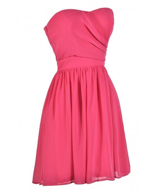 Hot Pink Party Dress, Cute Pink Dress, Hot Pink Cocktail Dress Lily ...