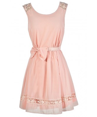 Cute Pink Dress, Pink Bow Dress, Pale Pink Dress, Blush Pink Dress, Pink A-Line Dress, Pink Party Dress, Blush Party Dress, Pink Bridesmaid Dress, Pink Summer Dress