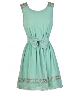 Cute Mint Dress, Mint Lace Dress, Mint Party Dress, Mint A-Line Dress, Cute Summer Dress, Cute Party Dress, Cute Bow Dress, Mint Summer Dress