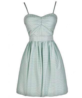 Cute Mint Dress, Mint Stripe Dress, Mint Stripe Party Dress, Mint Stripe Summer Dress, Mint Stripe A-Line Dress