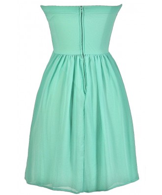 Mint Bridesmaid Dress, Cute Mint Dress, Mint Strapless Dress, Mint ...