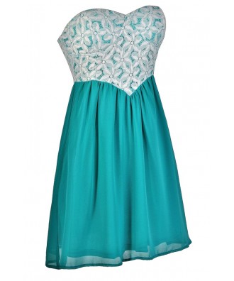 Teal Lace Dress, Turquoise Lace Dress, Teal and Ivory Lace Dress ...