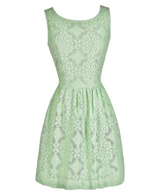 Cute Mint Dress, Mint Party Dress, Mint A-Line Dress, Mint Eyelet Dress, Mint Party Dress