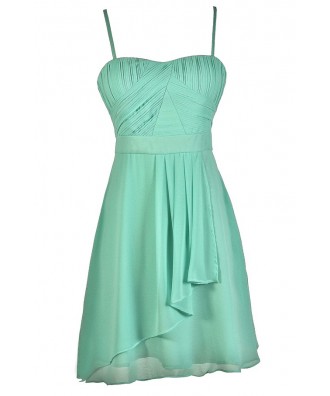 Cute Mint Dress, Mint Chiffon Dress, Mint Party Dress, Mint Bridesmaid Dress, Mint A-Line Dress, Flowy Mint Dress, Mint Summer Dress