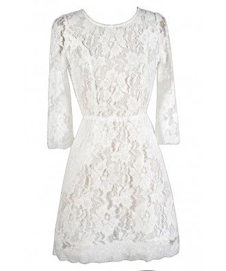 Off White Lace Dress, Ivory Lace Dress, Cute Lace Dress, Lace Open Back ...