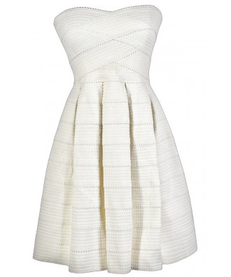 Ivory Strapless Dress, Off White Strapless Dress, Ivory A-Line Dress, Ivory Party Dress, Ivory Summer Dress, Ivory Cocktail Dress, Ivory Bandage Dress, Off White Summer Dress, Off White Party Dress, Off White Cocktail Dress, Cute Rehearsal Dinner Dress, C