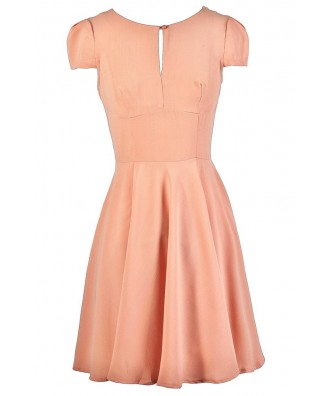 Peach A-Line Dress, Peach Summer Dress, Cute Peach Dress, Peach Party ...