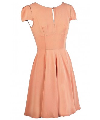 Peach A-Line Dress, Peach Summer Dress, Cute Peach Dress, Peach Party ...