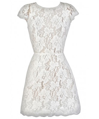 Off White Open Back Lace Dress, Ivory Open Back Lace Dress, Cute Lace ...