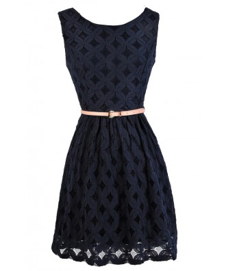 Navy Lace A-Line Dress, Navy Lace Party Dress, Cute Navy Dress, Navy ...