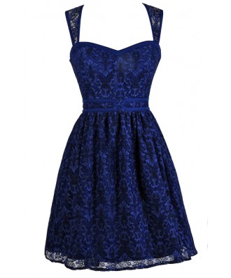 Blue Lace Dress, Royal Blue Lace Dress, Blue Lace Party Dress, Blue Lace Cocktail Dress, Blue Lace A-Line Dress, Cute Blue Dress, Bright Blue Dress