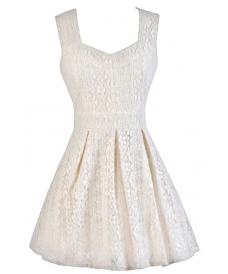 Off White Lace Dress, Ivory Lace Dress, Off White Lace Summer Dress, Ivory Lace A-Line Dress, Ivory A-Line Party Dress, Off White Lace Cocktail Dress, Cute Summer Dress