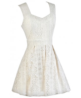 Ivory A-Line Dress, Ivory Party Dress, Cute Rehearsal Dinner Dress ...