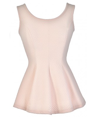 Pink Peplum Top, Cute Peplum Top, Pale Pink Peplum Top, Cute Summer Top, Lace Back Peplum Top