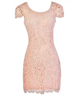Pink Capsleeve Lace Dress, Pink Lace Pencil Dress, Pink Lace Party Dress, Pink Lace Summer Dress