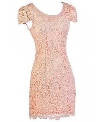 Pink Dress, Pink Lace Pencil Dress, Pink Lace Party Dress Lily Boutique