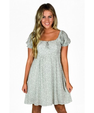 Cute Puff Sleeve Floral Print A-Line Summer Sundress | Cute Juniors Dress |