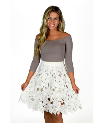 Cute Ivory A-Line Crochet Lace Skirt