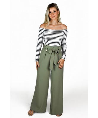 Olive Green Wide Leg Pants