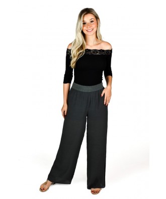 Olive Green Wide Leg Casual Pants | Cute Dark Green Summer Casual Palazzo Pants |